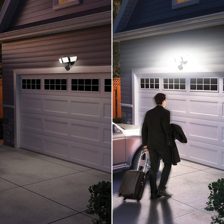 globe 17000207 Security Flood Light, 120 V, 32 W, 3 -Lamp, LED Lamp, Bright White, 3200 Lumens, 4000 K Color Temp