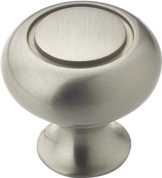 Amerock BP53011G10 Cabinet Knob, 1-3/16 in Projection, Traditional, 1-1/4 in, Zinc, Satin Nickel