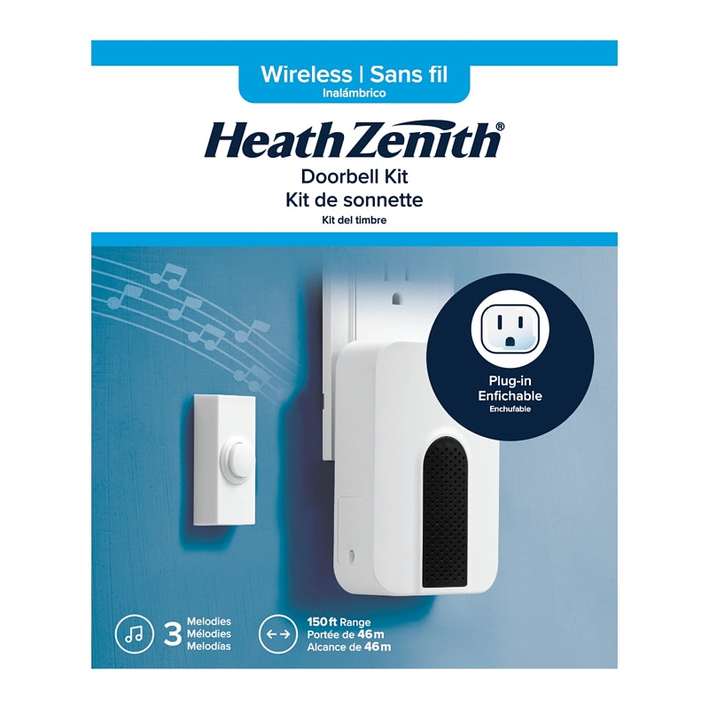 Heath Zenith 18000324 Contemporary Style Plug-In Door Chime Kit, Wireless, 85 dB