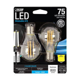 Feit Electric BPA1575N/850/FIL/2 Filament LED Bulb, General-Purpose, A15 Lamp, 75 W Equivalent, E17 Lamp Base, Dimmable