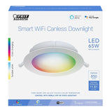 Feit Electric LEDR6XT/RGBW/CA/AG Recessed Downlight, 15 W, 120 V, LED Lamp, Aluminum, White