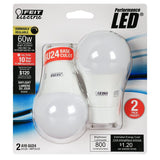 Feit Electric A60DM850GU2410KLED LED Light Bulb, A19 Lamp, 60 W Equivalent, GU24 Lamp Base, Dimmable, White