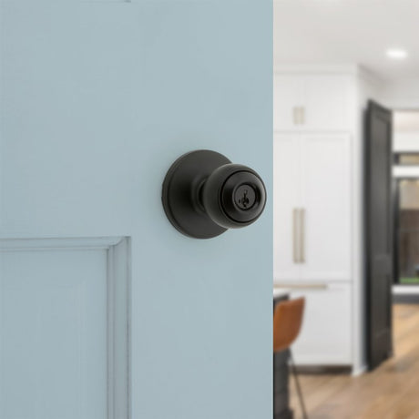 Kwikset 400P-514-SMT-CP-K6 Keyed Entry Door Knob, Matte Black, Metal, KW1, SC1 Keyway, Re-Key Technology: SmartKey