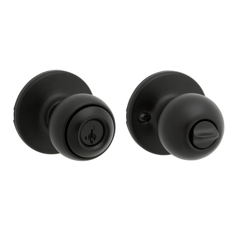Kwikset 400P-514-SMT-CP-K6 Keyed Entry Door Knob, Matte Black, Metal, KW1, SC1 Keyway, Re-Key Technology: SmartKey