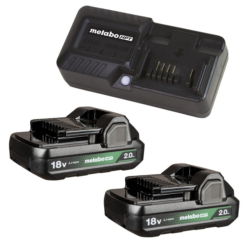 Metabo HPT UC18YKSLSM Batteries and Charger Kit, 18 V, 2 Ah, 2 A Charge, 45, 90 min Charge, Battery Included: Yes