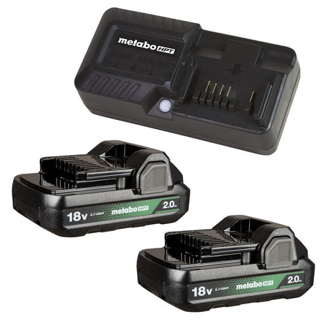 Metabo HPT UC18YKSLSM Batteries and Charger Kit, 18 V, 2 Ah, 2 A Charge, 45, 90 min Charge, Battery Included: Yes