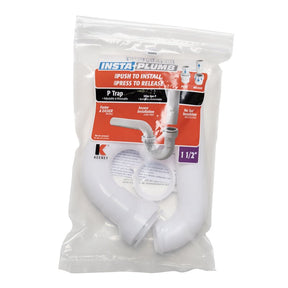 Insta-Plumb 400IPK P-Trap, 1-1/2 in, Push-To-Connect, Plastic, White