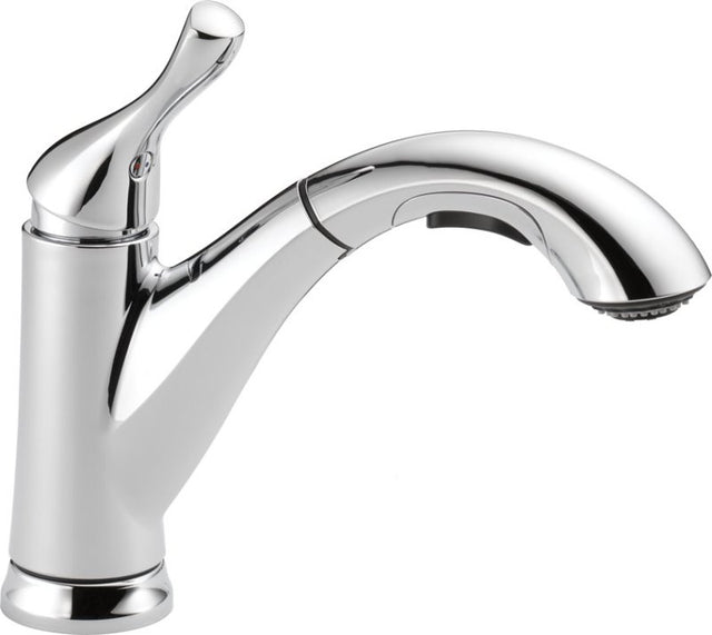 Delta 16953-DST Pull-Out Kitchen Faucet, 1.8 gpm, 1-Handle, 4-Faucet Hole, Chrome Plated, Swivel Spout