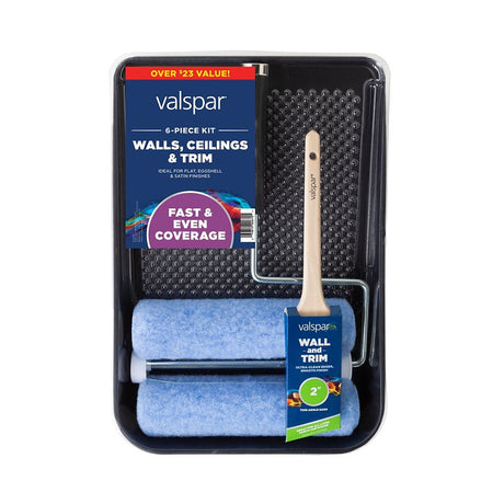 Valspar Wall, Ceilings and Trim Series 889905960 Paint Roller Kit, Smooth Surface, Polyester, 6-Piece