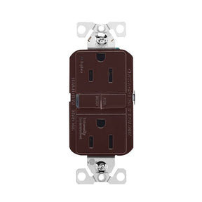 Eaton GF15B Self-Test GFCI Receptacle, 125 V, 15 A, NEMA: NEMA 5-15R, Back, Side Wiring, Brown