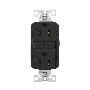 Eaton GF15BK-WP GFCI Receptacle, 125 V, 15 A, NEMA: NEMA 5-15R, Back, Side Wiring, Black