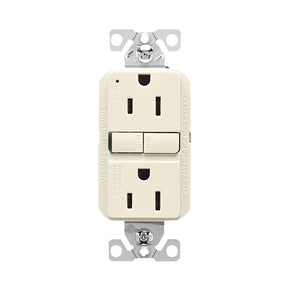 Eaton GF15LA Self-Test GFCI Receptacle, 125 V, 15 A, NEMA: NEMA 5-15R, Back, Side Wiring, Light Almond