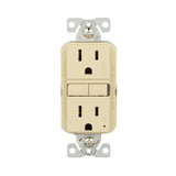 Eaton GF15V-BX-L Self-Test GFCI Receptacle, 125 V, 15 A, NEMA: NEMA 5-15R, Back, Side Wiring, Ivory