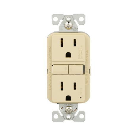 Eaton GF15V-BX-L Self-Test GFCI Receptacle, 125 V, 15 A, NEMA: NEMA 5-15R, Back, Side Wiring, Ivory