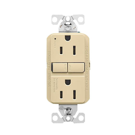 Eaton GF15V-BX-L Self-Test GFCI Receptacle, 125 V, 15 A, NEMA: NEMA 5-15R, Back, Side Wiring, Ivory