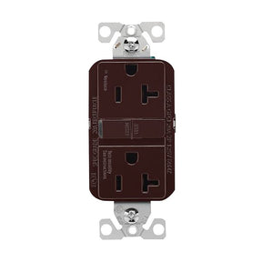 Eaton GF20B Self-Test GFCI Receptacle, 125 V, 20 A, NEMA: NEMA 5-20R, Back, Side Wiring, Brown