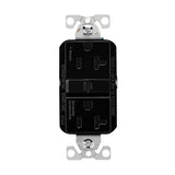 Eaton GF20BK GFCI Receptacle, 125 V, 20 A, NEMA: NEMA 5-20R, Back, Side Wiring, Black