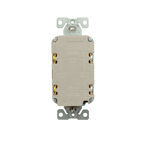 Eaton GF20LA Self-Test GFCI Receptacle, 125 V, 20 A, NEMA: NEMA 5-20R, Back, Side Wiring, Light Almond