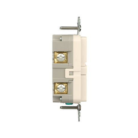 Eaton GF20LA Self-Test GFCI Receptacle, 125 V, 20 A, NEMA: NEMA 5-20R, Back, Side Wiring, Light Almond