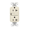 Eaton GF20LA Self-Test GFCI Receptacle, 125 V, 20 A, NEMA: NEMA 5-20R, Back, Side Wiring, Light Almond