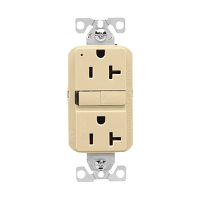 Eaton GF20V-BX-L Self-Test GFCI Receptacle, 125 V, 20 A, NEMA: NEMA 5-20R, Back, Side Wiring, Ivory