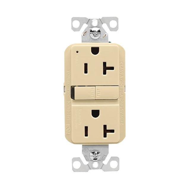 Eaton GF20V-BX-L Self-Test GFCI Receptacle, 125 V, 20 A, NEMA: NEMA 5-20R, Back, Side Wiring, Ivory