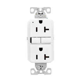 Eaton GF20W Self-Test GFCI Receptacle, 125 V, 20 A, NEMA: NEMA 5-20R, Back, Side Wiring, White