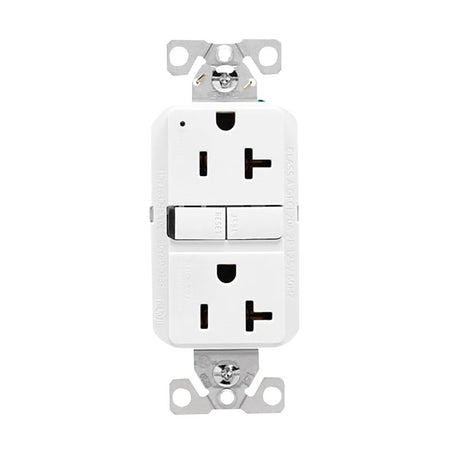 Eaton GF20W Self-Test GFCI Receptacle, 125 V, 20 A, NEMA: NEMA 5-20R, Back, Side Wiring, White