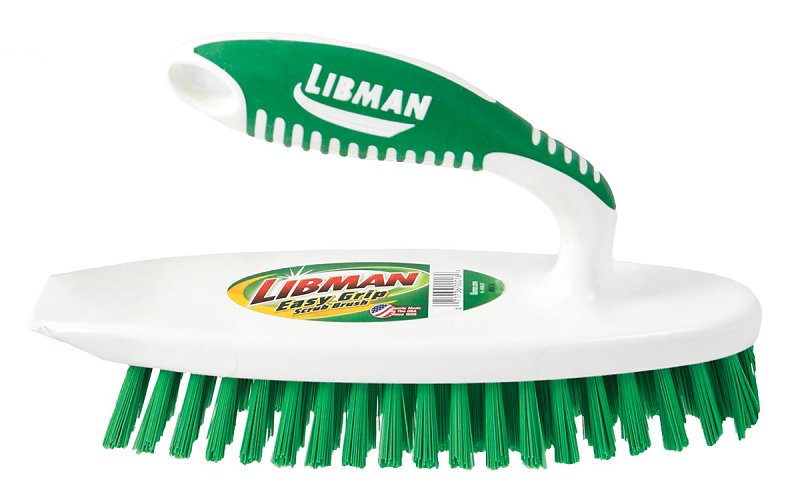 Libman 16 Scrub Brush, 1 in L Trim, Pet, 7-1/2 in W Brush, 7-1/4 in OAL, White