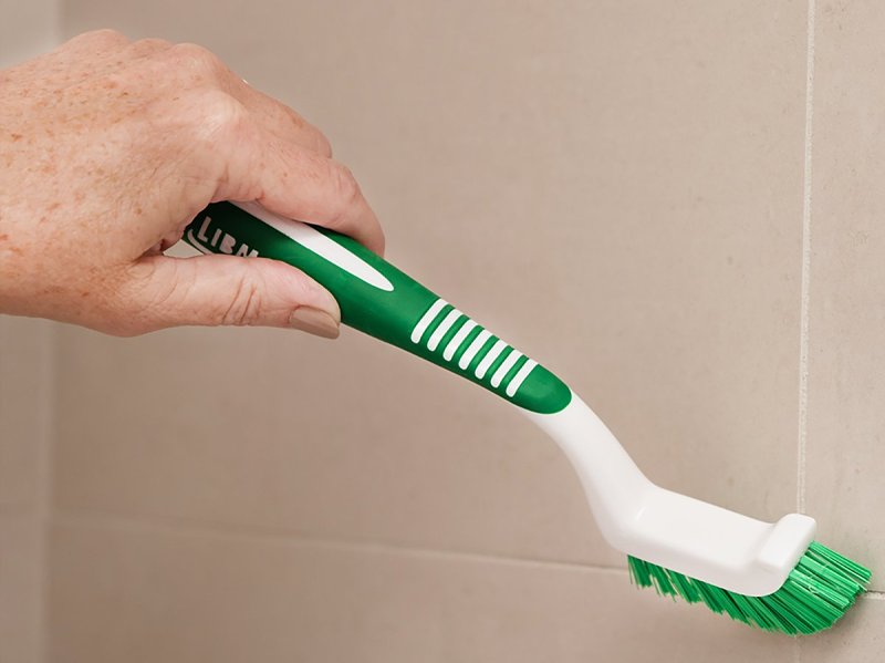 Libman 18 Tile and Grout Brush, 7/8 in L Trim, Pet, 3-1/2 in W Brush, 9.88 in OAL, Green/White