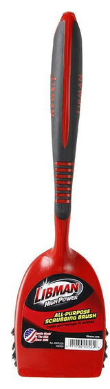 Libman 524 Short Handle Utility Brush, 1-1/2 in L Trim, Pet, 3-1/2 in W Brush, 14-1/4 in OAL, Red