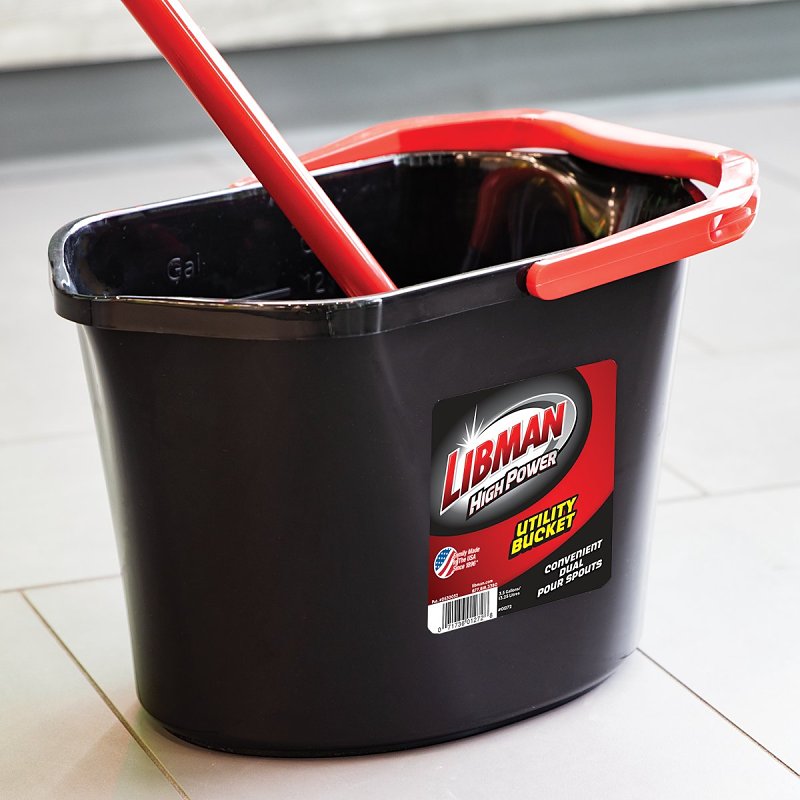 Libman 1272 Utility Bucket, 3.5 gal, 15.81 in Dia, Polymer, Black