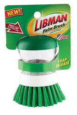 Libman 1278 Palm Brush, Nylon Trim, Comfort Grip Handle, Green Handle