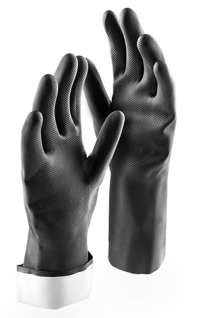 Libman 1244 Industrial-Grade Reusable Gloves, L, Rubber, Black