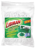 Libman Tornado 1284 Spin Mop Refill, Snap-On, Microfiber, Green/White