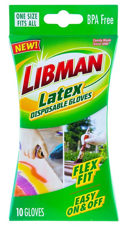 Libman 1326 Disposable Gloves, One-Size, Latex, Clear
