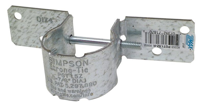 Simpson Strong-Tie PGT Series PGT1.5Z-R Pipe Grip Tie, 6-1/2 in W, 12 ga Thick Material, Steel, ZMAX, Pack of 50