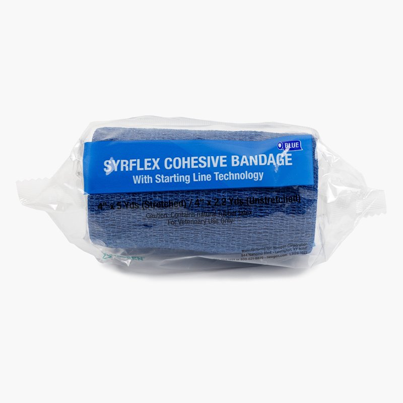 Neogen SyrFlex TA3400BL-E Cohesive Bandage, 5 yd L, 4 in W, Blue
