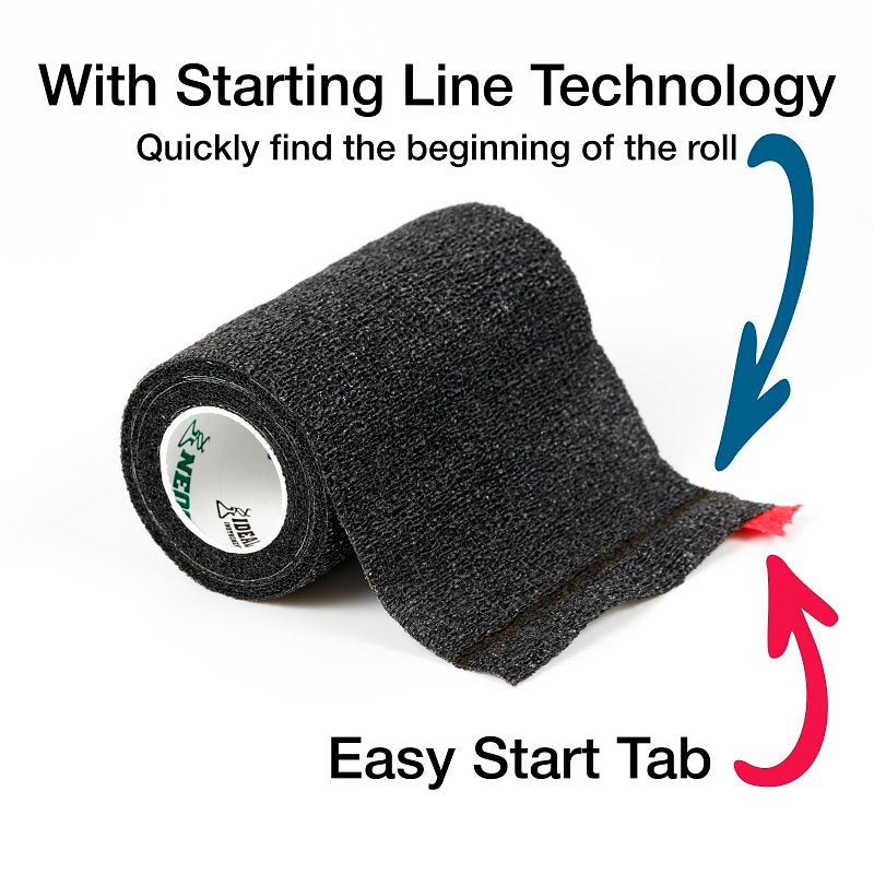 Ideal TA3400BLK-E Cohesive Flexible Bandage, 5 yd L, 4 in W, Black