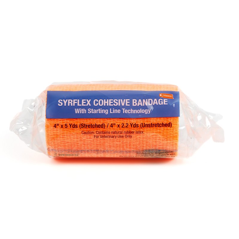 Ideal SyrFlex Series TA3400OR-E Cohesive Flexible Bandage, 5 yd L, 4 in W, Orange