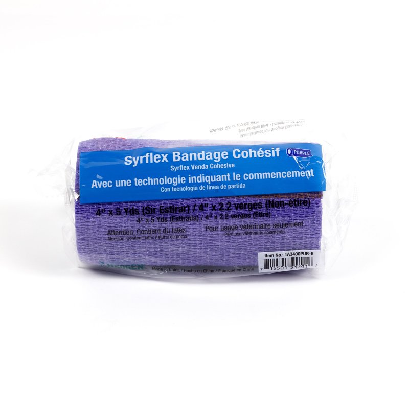 Neogen SyrFlex TA3400PUR-E Cohesive Bandage, 5 yd L, 4 in W, Purple