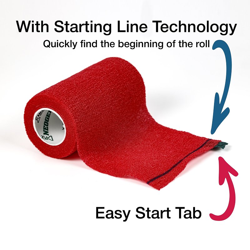 Neogen SyrFlex TA3400RED-E Cohesive Bandage, 5 yd L, 4 in W, Red