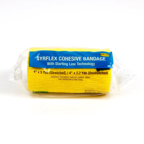 Ideal SyrFlex Series TA3400YEL-E Cohesive Flexible Bandage, 5 yd L, 4 in W, Yellow