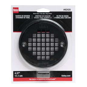 Oatey 130 Series 42420 Screw-In Strainer with Ring, Stainless Steel, Black, Matte, Specifications: Round Shape