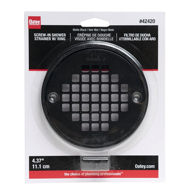 Oatey 130 Series 42420 Screw-In Strainer with Ring, Stainless Steel, Black, Matte, Specifications: Round Shape