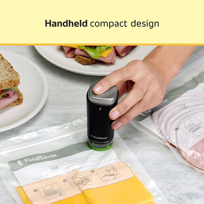 FoodSaver 2217128 Mini Handheld Cordless Food Vacuum Sealer with Charging Dock, 2.5 W, Black, Pack of 3