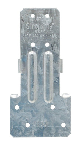 Simpson Strong-Tie RSP RSP4 Reversible Stud Plate Tie, 4-1/2 in L, 2-1/8 in W, Steel, Galvanized, Pack of 100