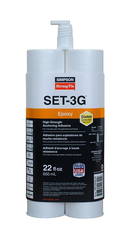 Simpson Strong-Tie SET-3G22-N Epoxy Adhesive, Gray, Paste, 22 oz Cartridge