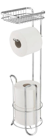 iDESIGN 79260 Toilet Paper Holder with Shelf, Chrome, Pack of 4