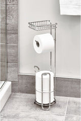 iDESIGN 79260 Toilet Paper Holder with Shelf, Chrome, Pack of 4